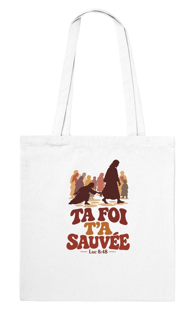 « Ta foi t'a sauvée » — Tote bag en coton | Luc 8 (Blanc)