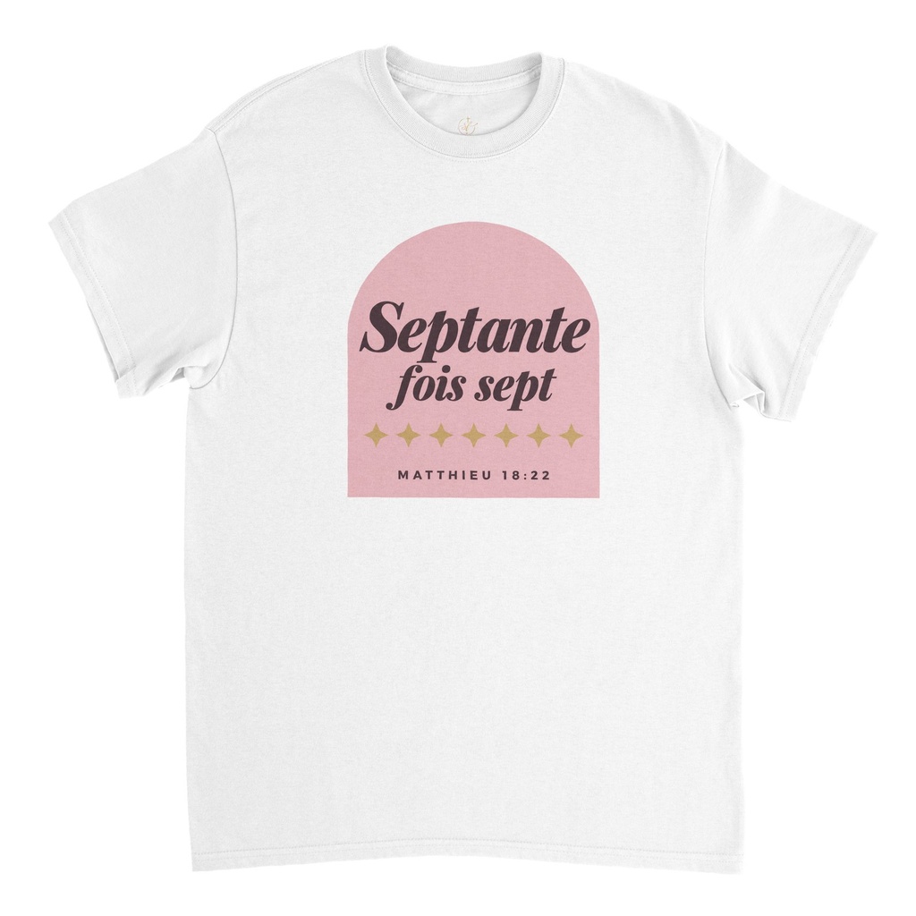 « Septante fois sept » — T-shirt unisexe | Matthieu 18:22 (Blanc, S)