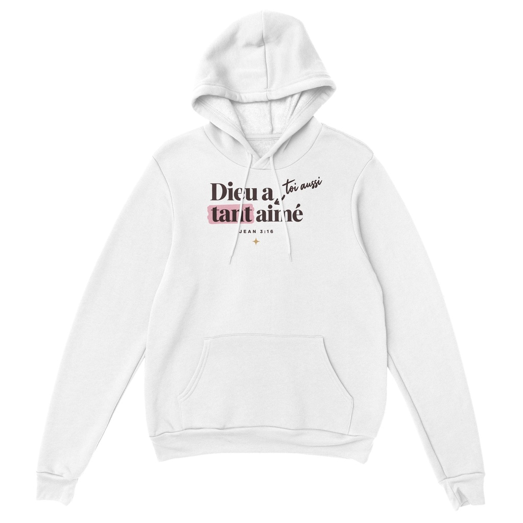 « Dieu a tant aimé » — Sweat à capuche unisexe | Jean 3:16 (Blanc, S)