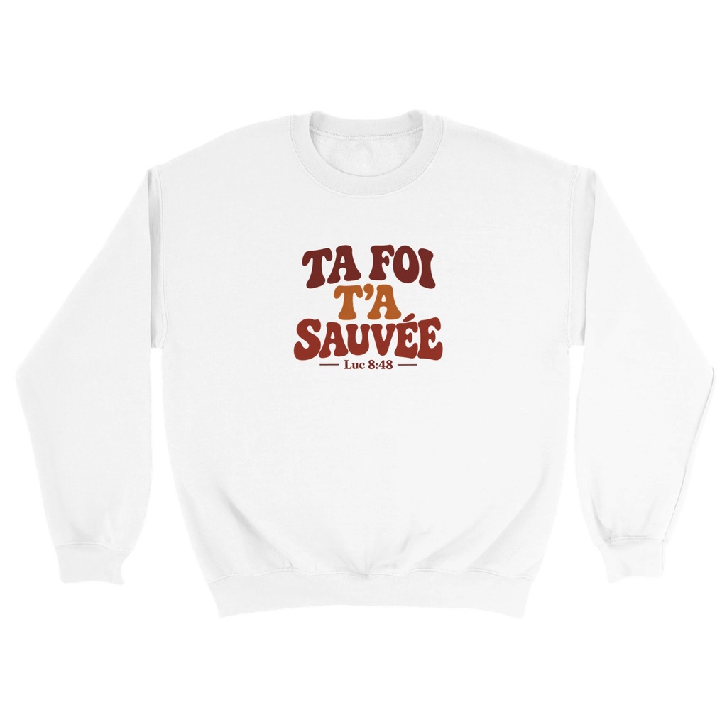 « Ta foi t'a sauvée » — Sweat unisexe recto-verso | Luc 8 (Blanc, S)